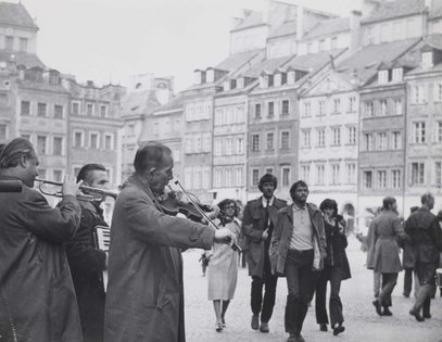 Street orchestra in the Old Town Market Square, before 1970