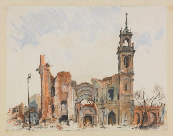 Antoni Suchanek, Kamienice przy Rynku Starego Miasta, strona Dekerta, 1945