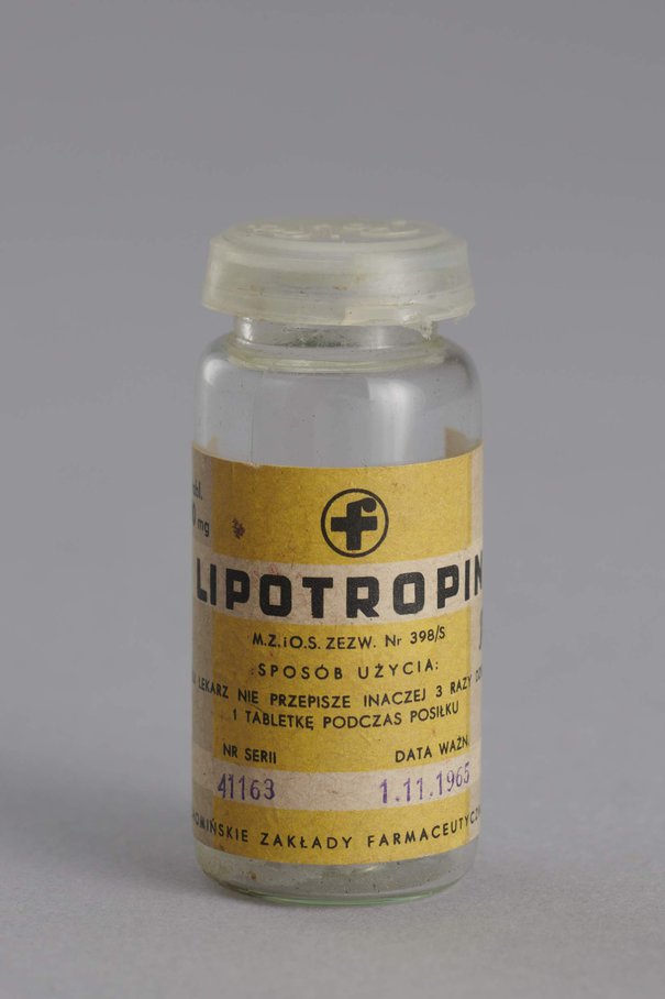 Polfa, Słoiczek po leku 'Lipotropin' firmy Polfa, 1965