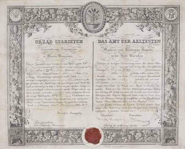 Hilarego Gielga Wilhelm Viewchger, Świadectwo czeladnicze, 13 października 1839